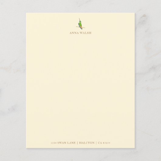 Ecru Hummingbird Stationery Paper (Voorkant)