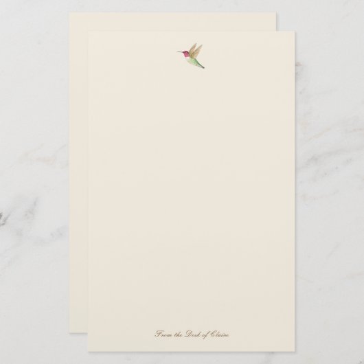 Ecru Hummingbird Stationery Paper Briefpapier (Voorkant / Achterkant)