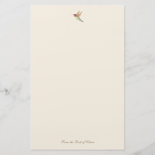Ecru Hummingbird Stationery Paper Briefpapier (Voorkant)