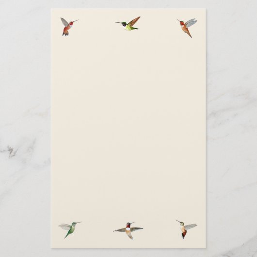 Ecru Hummingbird Stationery Paper Briefpapier (Voorkant)