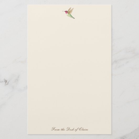 Ecru Hummingbird Stationery Paper Briefpapier (Voorkant)