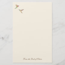 Ecru Hummingbird Stationery Paper