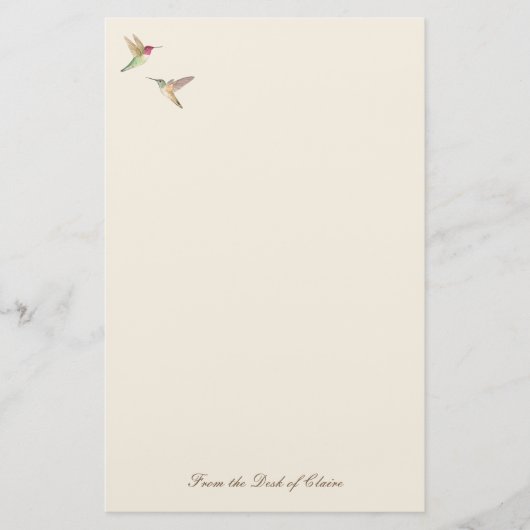 Ecru Hummingbird Stationery Paper Briefpapier (Voorkant)