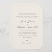 Ecru huwelijksuitnodiging kaart (Voorkant / Achterkant)
