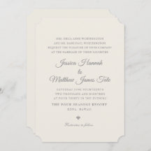Ecru huwelijksuitnodiging