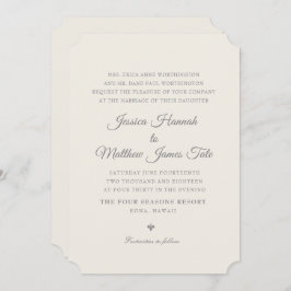 Ecru huwelijksuitnodiging kaart