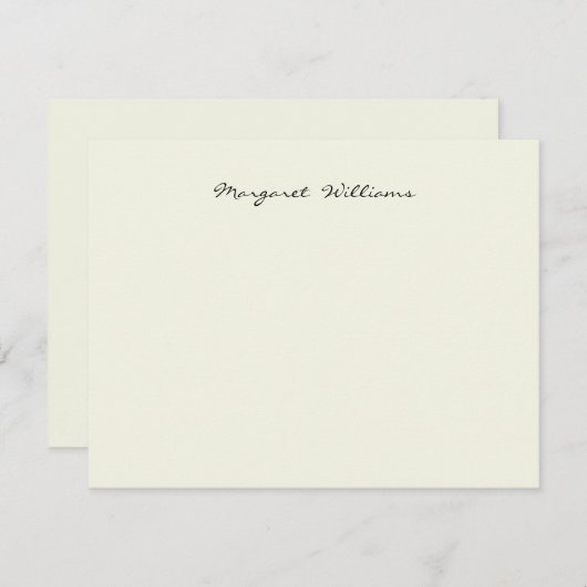 Ecru Ivory White Handwriting Script Name Notitiekaartje (Voorkant / Achterkant)