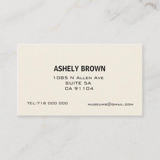Ecru minimalistisch Visitekaartje Contactkaartje (Voorkant)