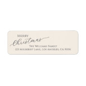 Ecru Modern Merry Christmas Return Address Etiket (Voorkant)