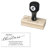 Ecru Modern Prettig Kerst Adres Retour Rubberstempel (Gestempeld)