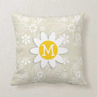 Ecru Paisley; Bloemen; Daisy Kussen