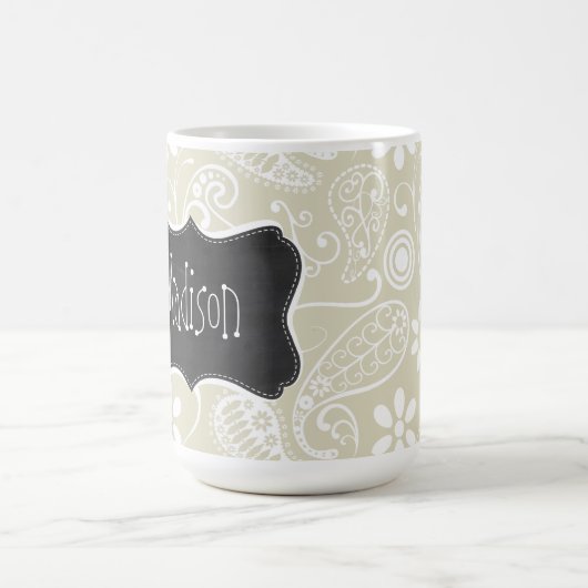 Ecru Paisley Floral;  alkbord Koffiemok (Center)