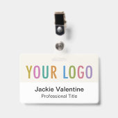 ECRU PVC Naam Badge Horizontale Logo Werk ID Label (Voorkant met clip)