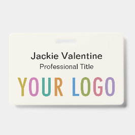 Ecru PVC Naam Badge met Reel Clip of Lanyard