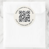 Ecru QR-code stickers op maat bedrijfsnaam rond (Tas)