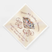 Ecru, Roos gouden Jubilea servetten, gepersonalise Servetten (Hoek)