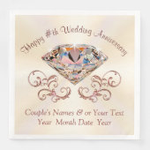 Ecru, Roos gouden Jubilea servetten, gepersonalise Servetten (Voorkant)