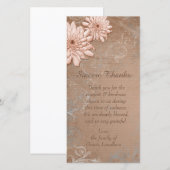 Ecru Tann Bloemige Betuiging van Waardering Bedankkaart (Voorkant / Achterkant)