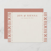 Ecru Terracotta Boho Mudcloth Border Couple's Informatiekaartje (Voorkant / Achterkant)
