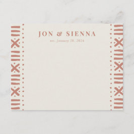 Ecru Terracotta Boho Mudcloth Border Couple's Informatiekaartje