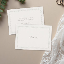 Ecru Triple Formal Elegant Modern Classic Wedding Bedankkaart