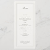 Ecru Triple Formal Elegant Modern Classic Wedding Menu (Voorkant)