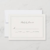 Ecru Triple Formal Romance Modern Classic Wedding RSVP Kaartje (Voorkant)