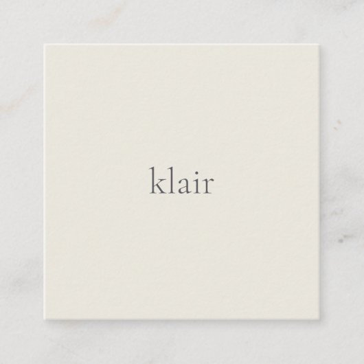 Ecru | Ultra minimale naam & QR-code Vierkante Visitekaartje (Voorkant)