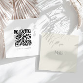 Ecru | Ultra minimale naam & QR-code Vierkante Visitekaartje