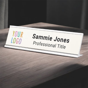 ECRU Verwisselbare Desk Naam Bord Business Logo Bureau Naambordje