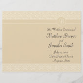 Ecru Wedding Order of Service & Ceremony Program (Voorkant)