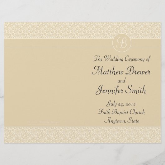 Ecru Wedding Order of Service & Ceremony Program (Voorkant)