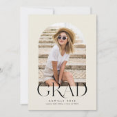 Ecru White Modern Minimalist Arch Afstuderen Kaart (Voorkant)