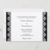 Ecru zwarte filigree bij douane bruiloft kaart (Voorkant)