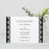 Ecru zwarte filigree bij douane bruiloft kaart (Staand voorkant)