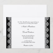 Ecru zwarte filigree bij douane bruiloft kaart (Voorkant / Achterkant)