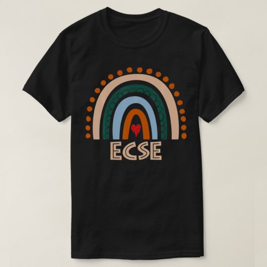 ECSE Leraar Boho Regenboog Terug naar School Team  T-shirt (Design voorkant)