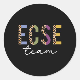 Ecse Team Luipaard Terug naar School Schattige Ler Ronde Sticker