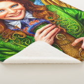 Ecstatische groene Woman Leprechaun Geïnspireerd k Sherpa Deken (3/4)
