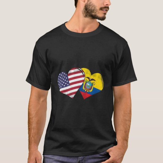  Ecuador - Amerikaans Vlag Hart voor Ecuador T-shirt (Voorkant)