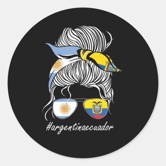 Ecuador Argentinië Vlag Roots Ecuador Vlag Ronde Sticker (Voorkant)
