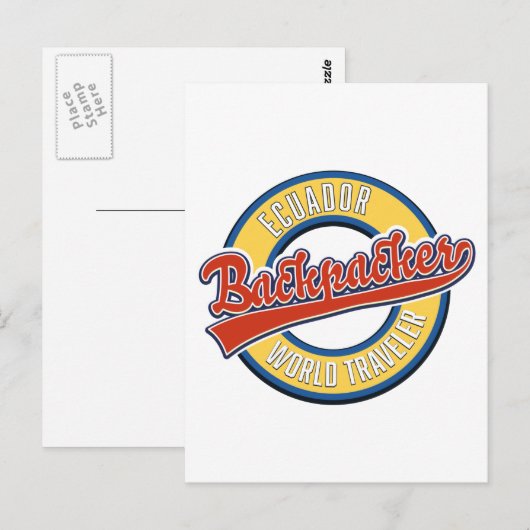 Ecuador backpacker world traveller logo briefkaart (Voorkant / Achterkant)