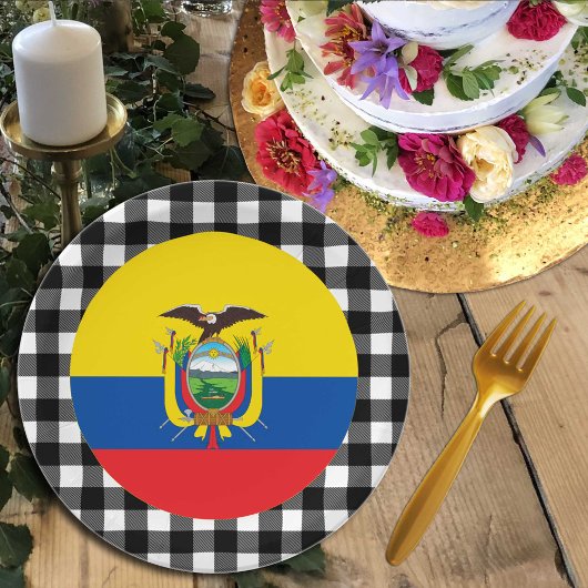Ecuador-Bord, buffelpleister en Ecuador-vlag Papieren Bordje