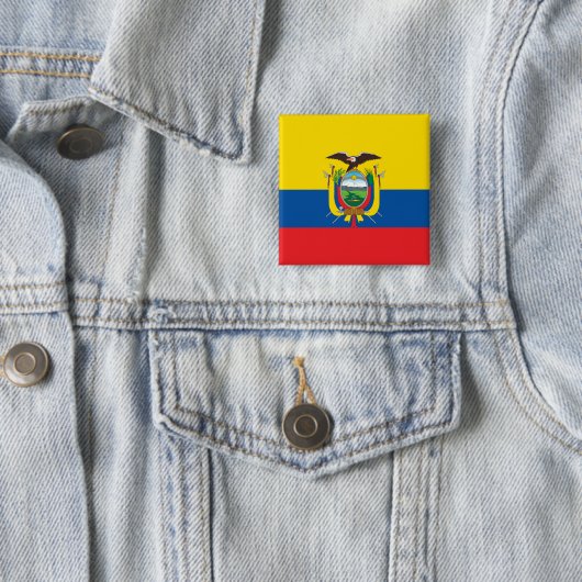 Ecuador (Ecuadoriaans) vlag Vierkante Button 5,1 Cm (In situ)