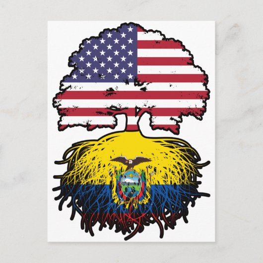 Ecuador Ecuadorian American USA Tree Roots Flag Briefkaart (Voorkant)