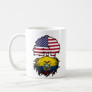 Ecuador Ecuadorian American USA Tree Roots Flag Koffiemok
