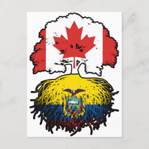 Ecuador Ecuadorian Canadian Canada Tree Roots Flag Briefkaart
