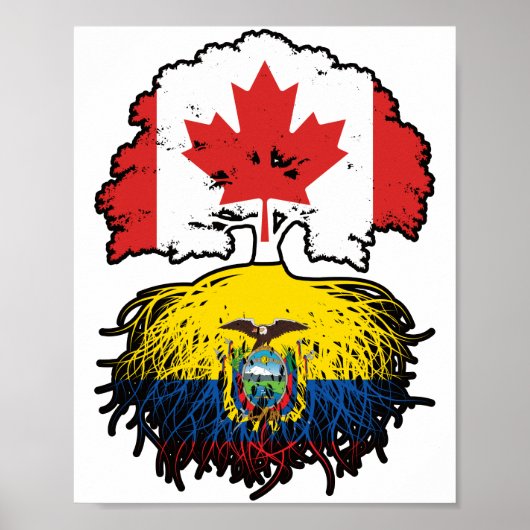 Ecuador Ecuadorian Canadian Canada Tree Roots Flag Poster (Voorkant)