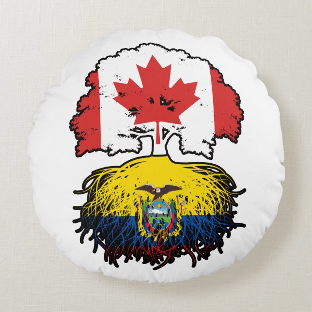 Ecuador Ecuadorian Canadian Canada Tree Roots Flag Rond Kussen (Voorkant)
