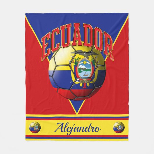 Ecuador Ecuadorian Flag Voetbal | Naam Fleece Deken (Voorkant)